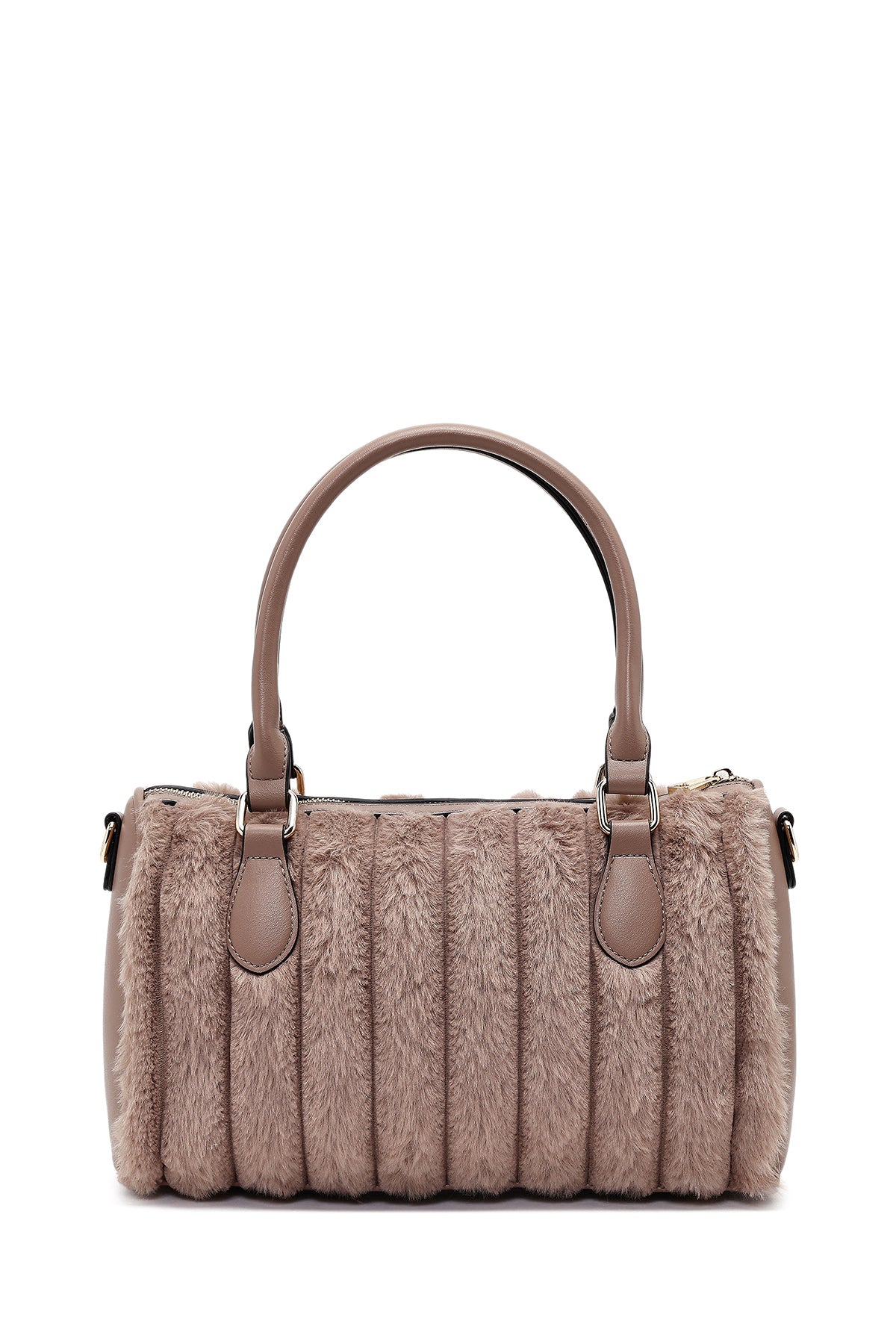 Kadın Vizon Uzun Askılı Aksesuarlı Peluş Omuz Çantası