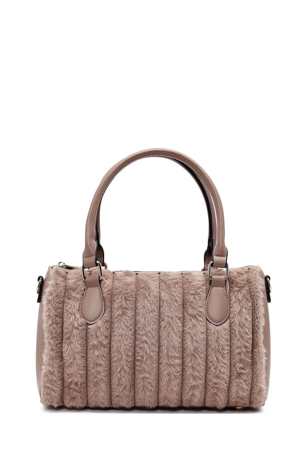 Kadın Vizon Uzun Askılı Aksesuarlı Peluş Omuz Çantası