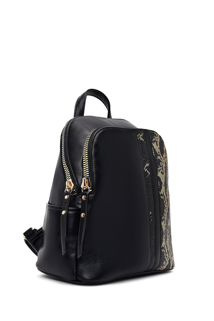 Women's Black Patterned Backpack