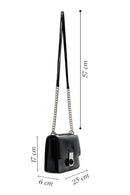 Women's Black Chain Strap Patent Leather Evening Crossbody Bag | Derimod