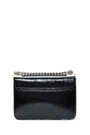 Women's Black Chain Strap Patent Leather Evening Crossbody Bag | Derimod