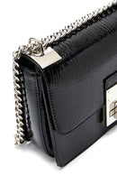 Women's Black Chain Strap Patent Leather Evening Crossbody Bag | Derimod