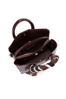 Women's Burgundy Long Strap Crocodile Pattern Mini Shoulder Bag | Derimod