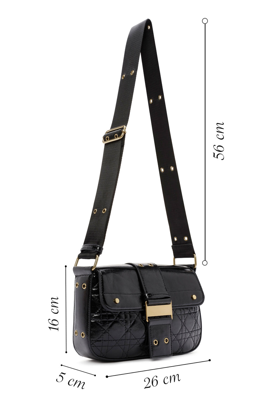 Women's Black Long Strap Shoulder Bag