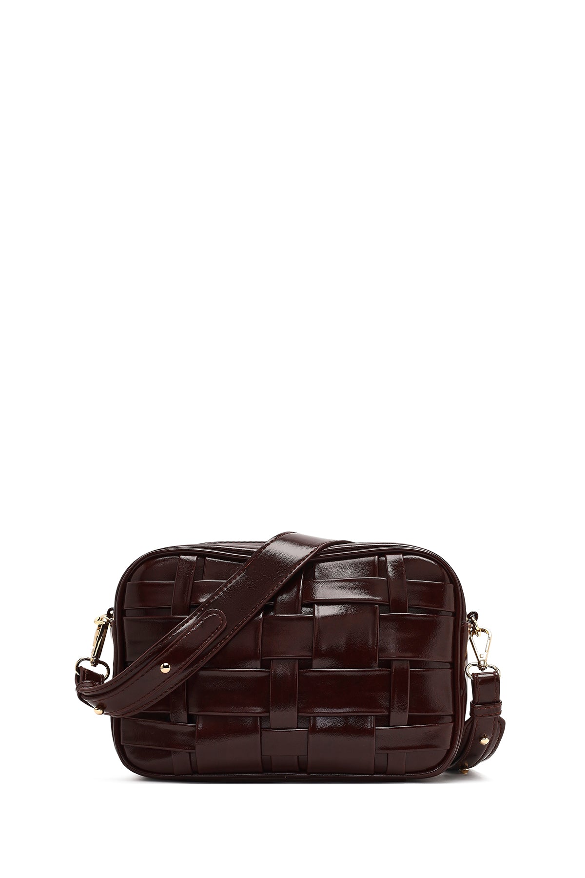 Kadın Bordo Uzun Askılı Örgülü Çapraz Çanta