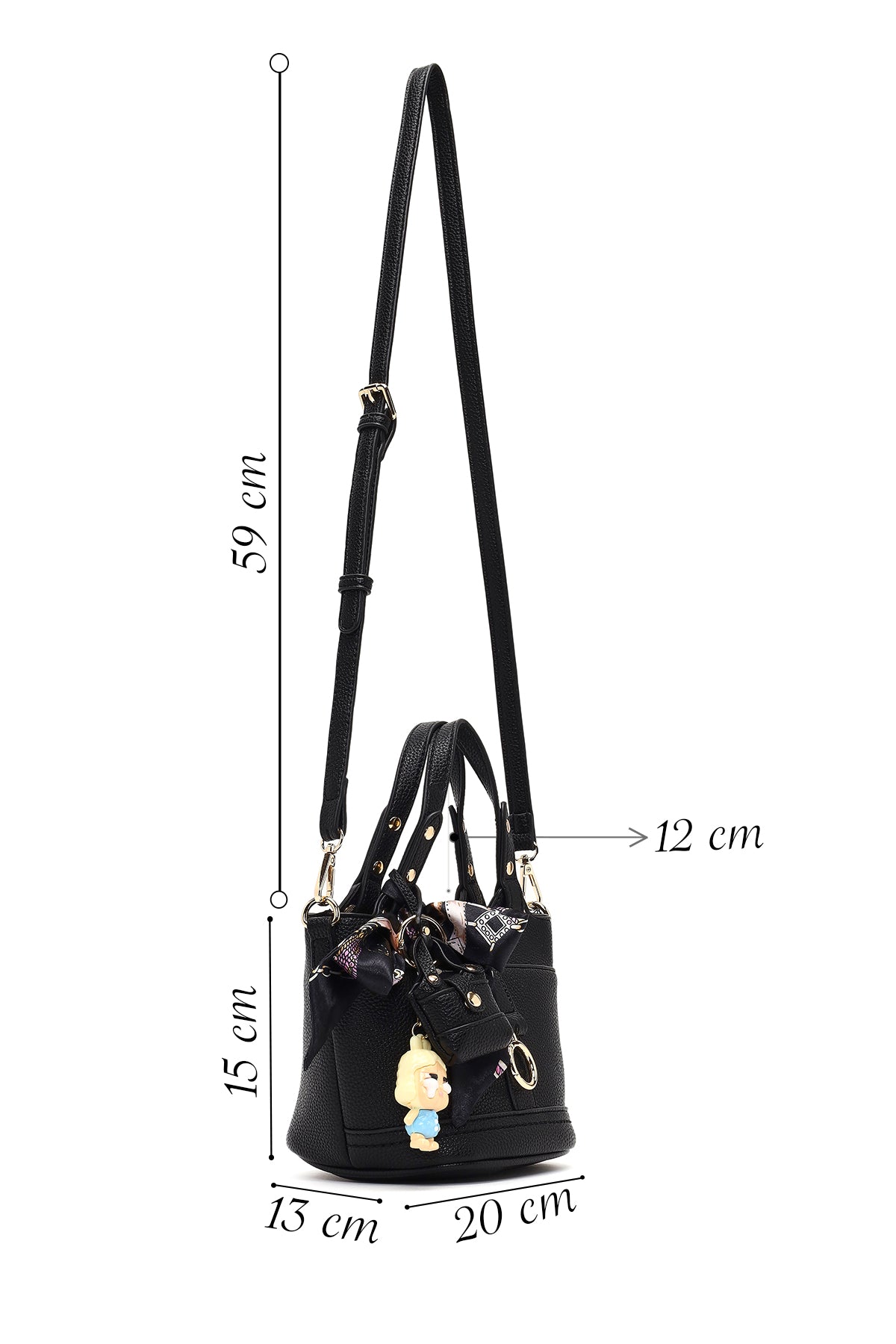 Kadın Siyah Uzun Askılı Mini Kol Çantası