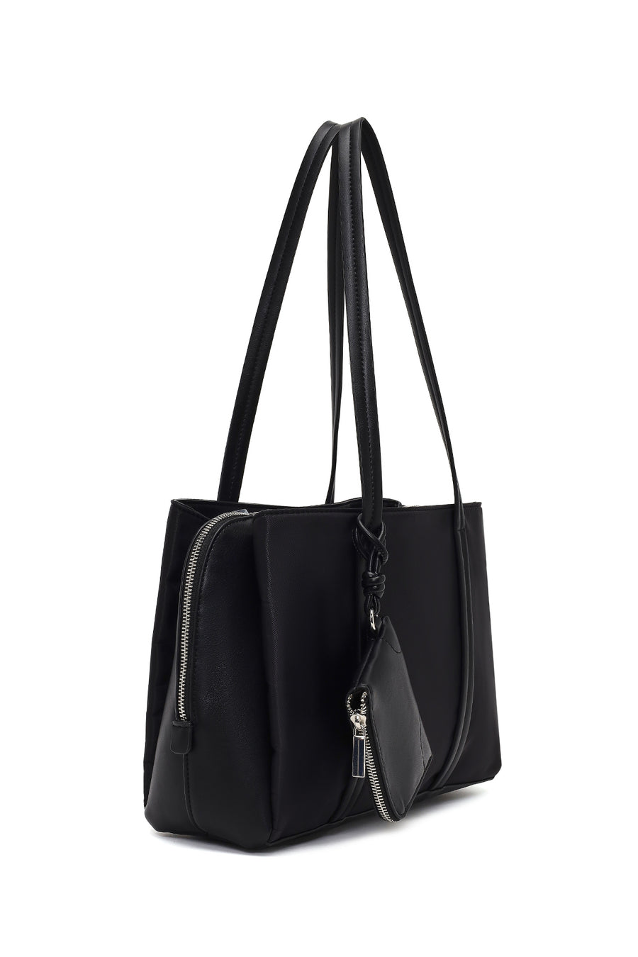 Women's Black Accessorized Classic Shoulder Bag