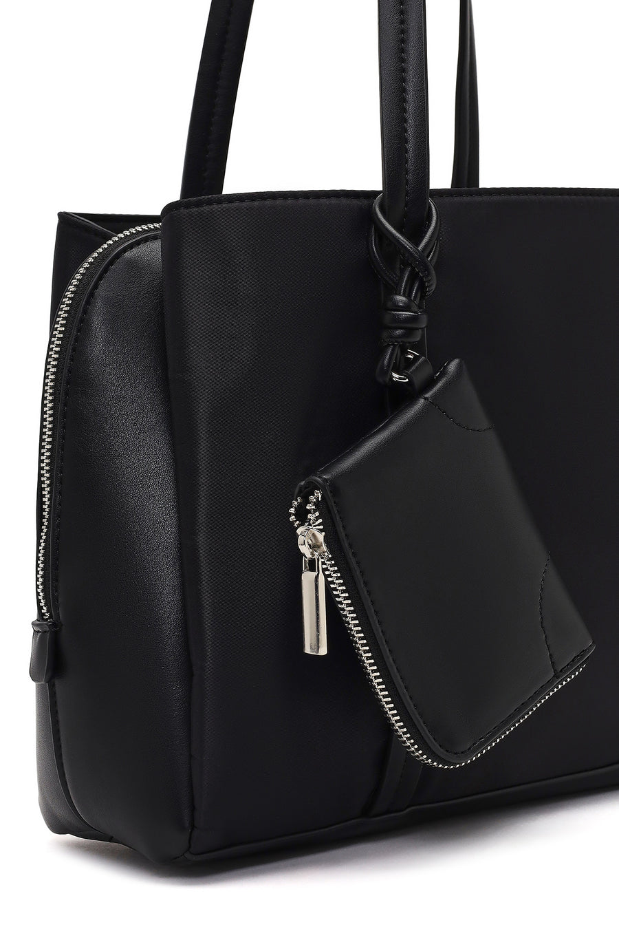 Women's Black Accessorized Classic Shoulder Bag