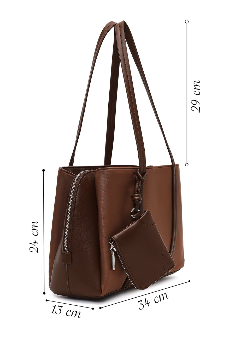 Women's Brown Accessorized Classic Shoulder Bag
