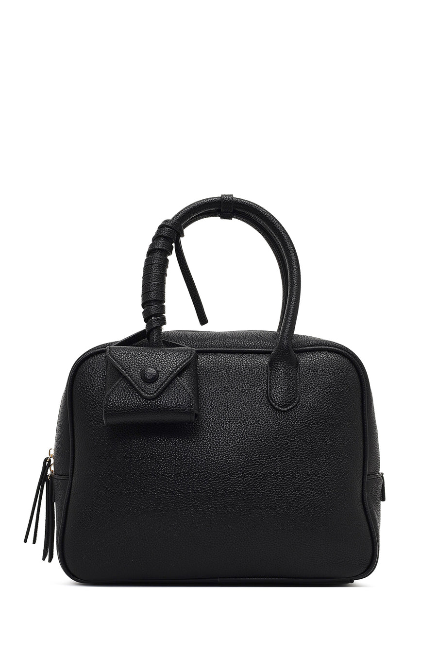 Women's Black Long Strap Charm Handbag