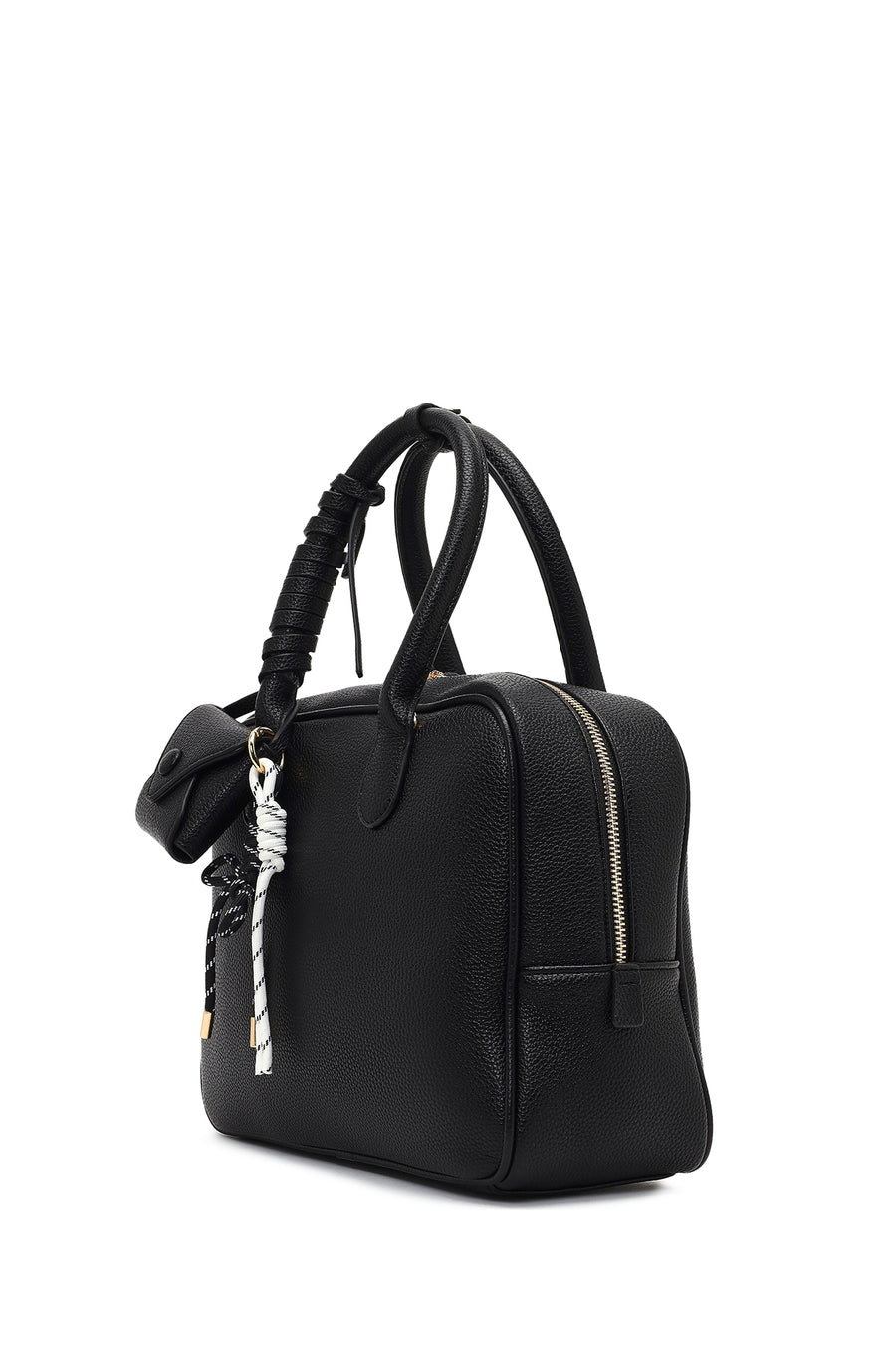 Women's Black Long Strap Charm Handbag
