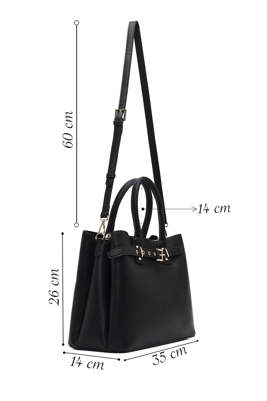 Women's Black Long Strap Classic Shoulder Bag