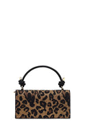 Women's Leopard Long Chain Strap Stone-Embellished Mini Evening Clutch Bag | Derimod