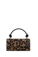 Women's Leopard Long Chain Strap Stone-Embellished Mini Evening Clutch Bag | Derimod