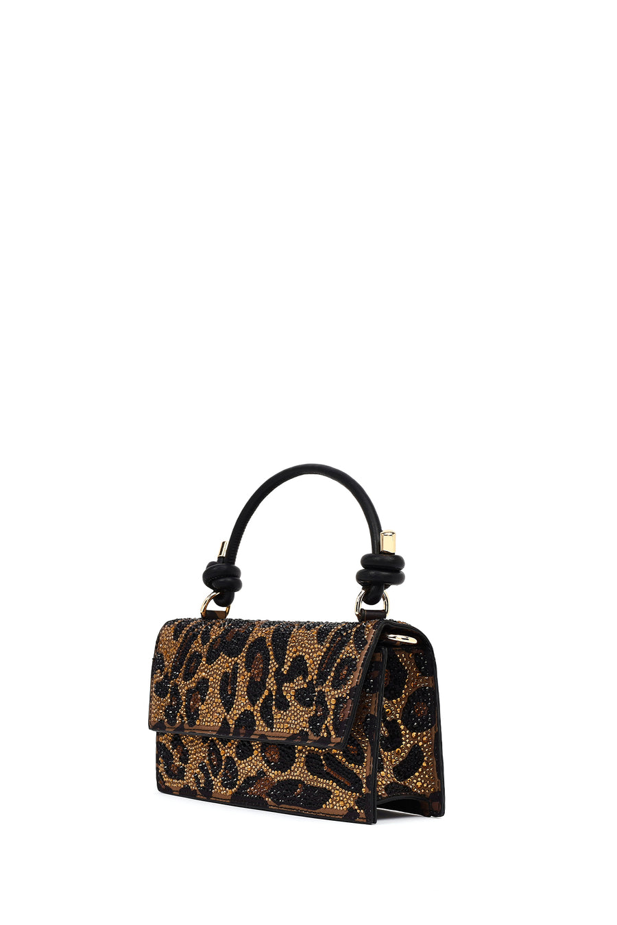 Women's Leopard Long Chain Strap Stone-Embellished Mini Evening Clutch Bag