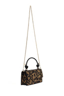Women's Leopard Long Chain Strap Stone-Embellished Mini Evening Clutch Bag | Derimod