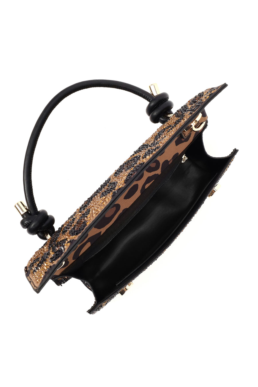 Women's Leopard Long Chain Strap Stone-Embellished Mini Evening Clutch Bag