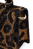 Women's Leopard Long Chain Strap Stone-Embellished Mini Evening Clutch Bag | Derimod