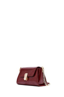 Kadın Bordo Uzun Askılı Rugan Mini Çapraz Çanta | Derimod