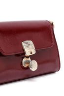 Kadın Bordo Uzun Askılı Rugan Mini Çapraz Çanta | Derimod