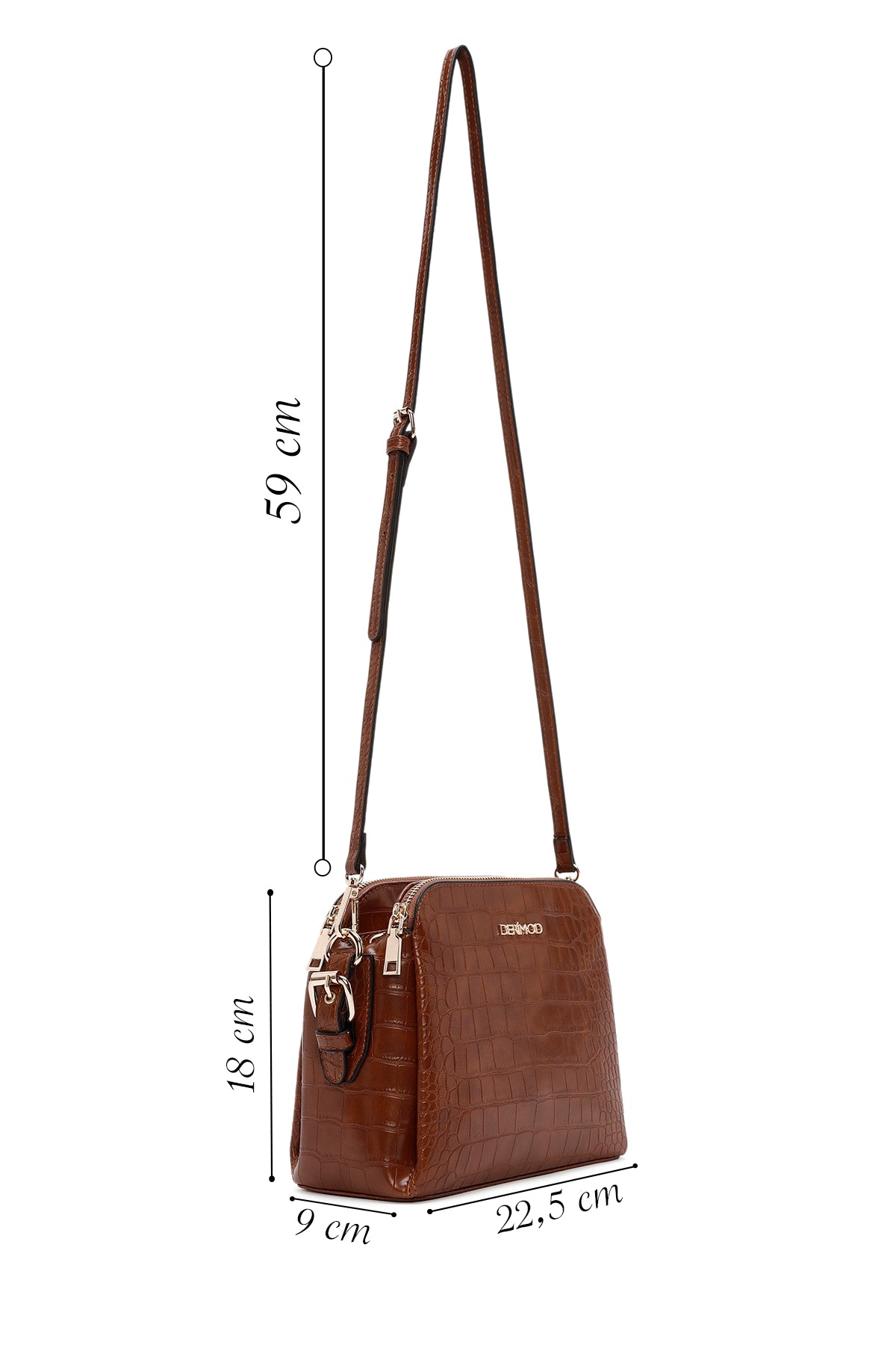 Kadın Taba Uzun Askılı Kroko Desenli Çapraz Çanta