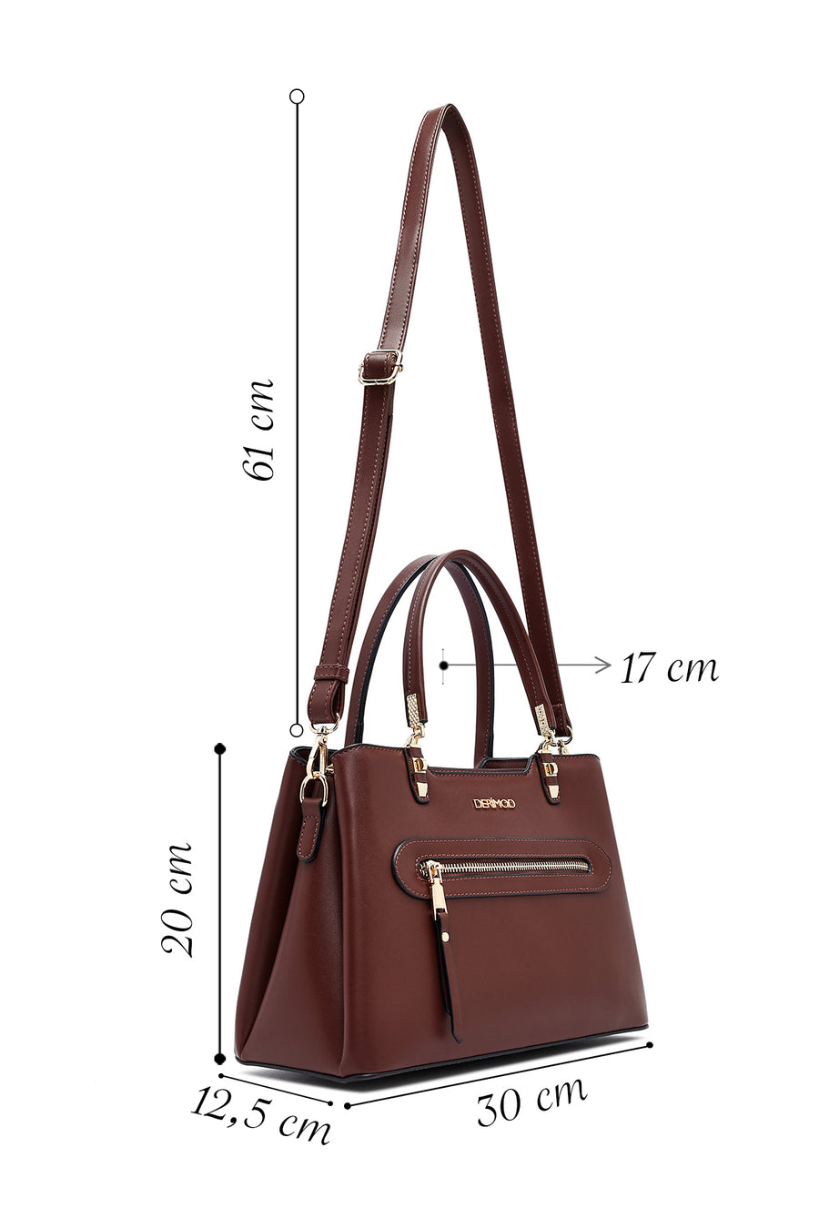 Woman Brown Long Strap Classic Handbag