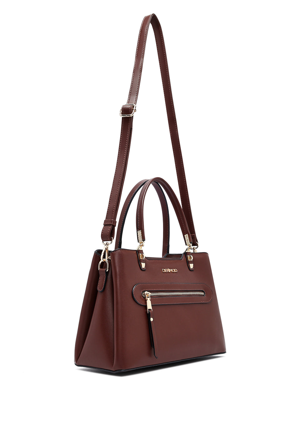 Woman Brown Long Strap Classic Handbag