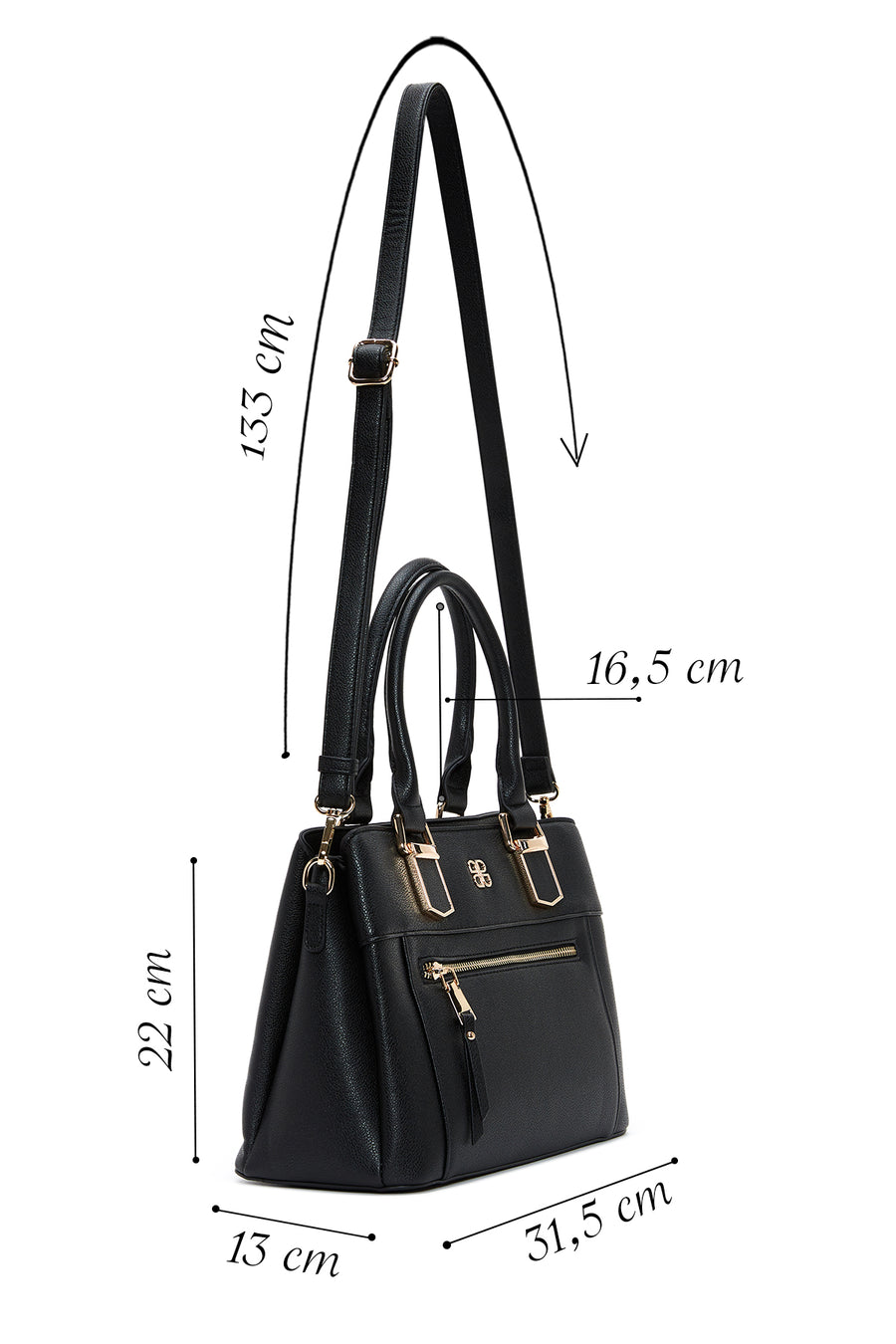Women's Black Long Strap Classic Shoulder Bag