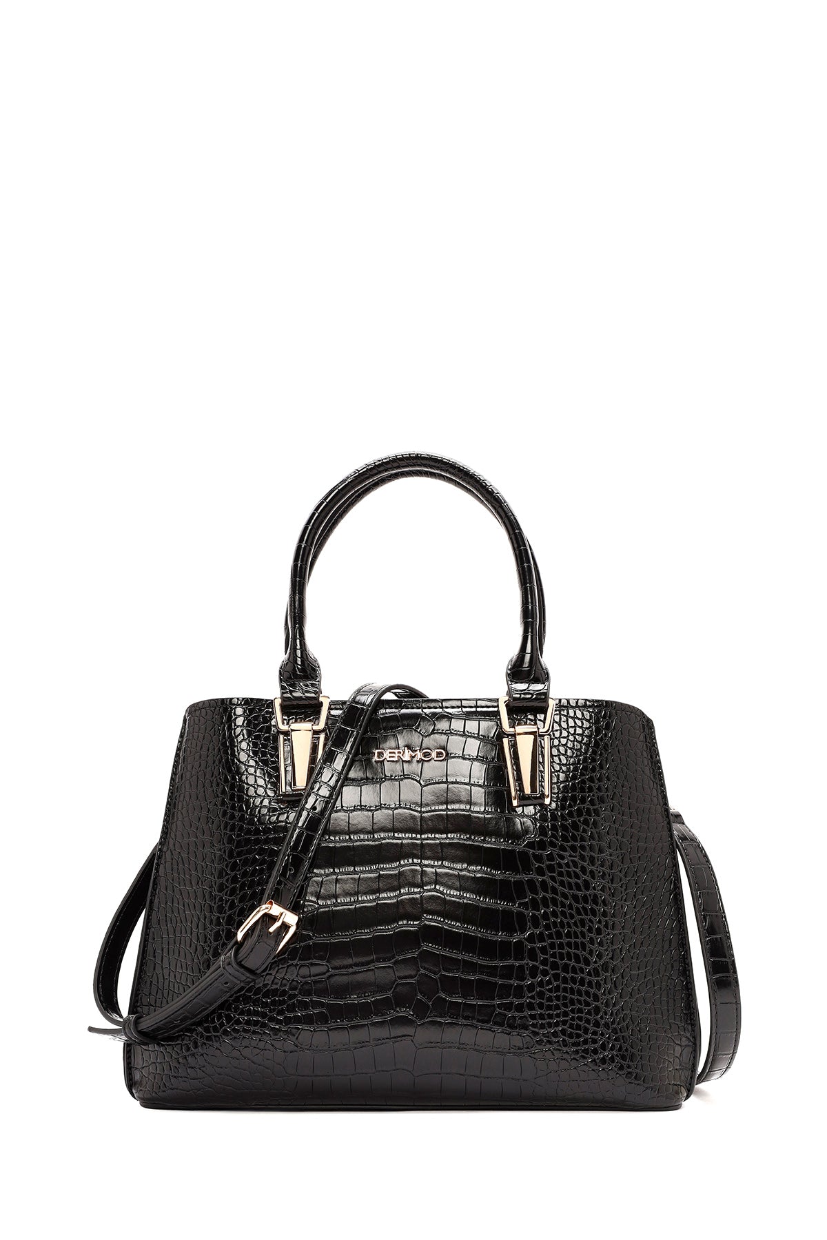 Kadın Siyah Uzun Askılı Kroko Kol Çantası