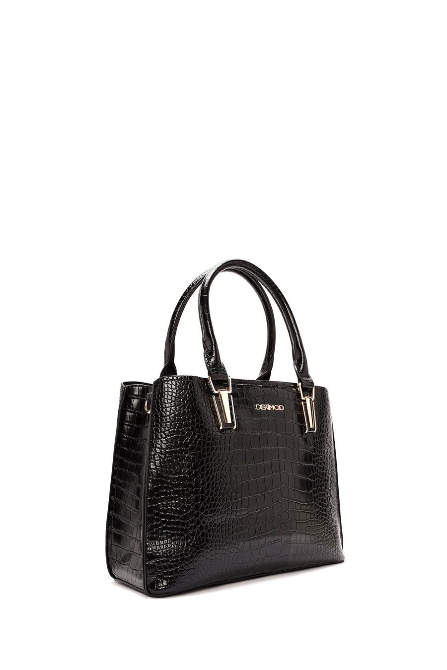 Women's Black Long Strap Crocodile Sleeve Bag