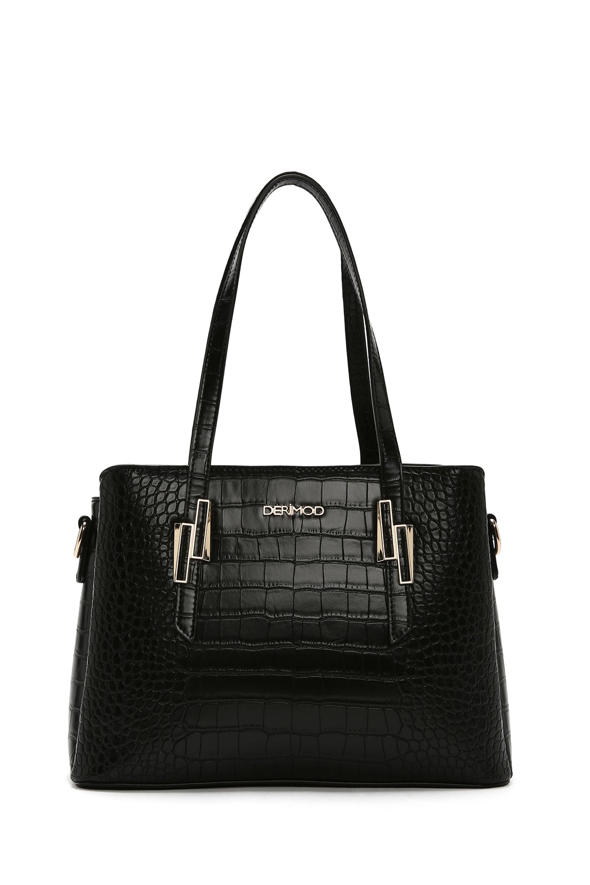 Kadın Siyah Uzun Askılı Kroko Omuz Çantası