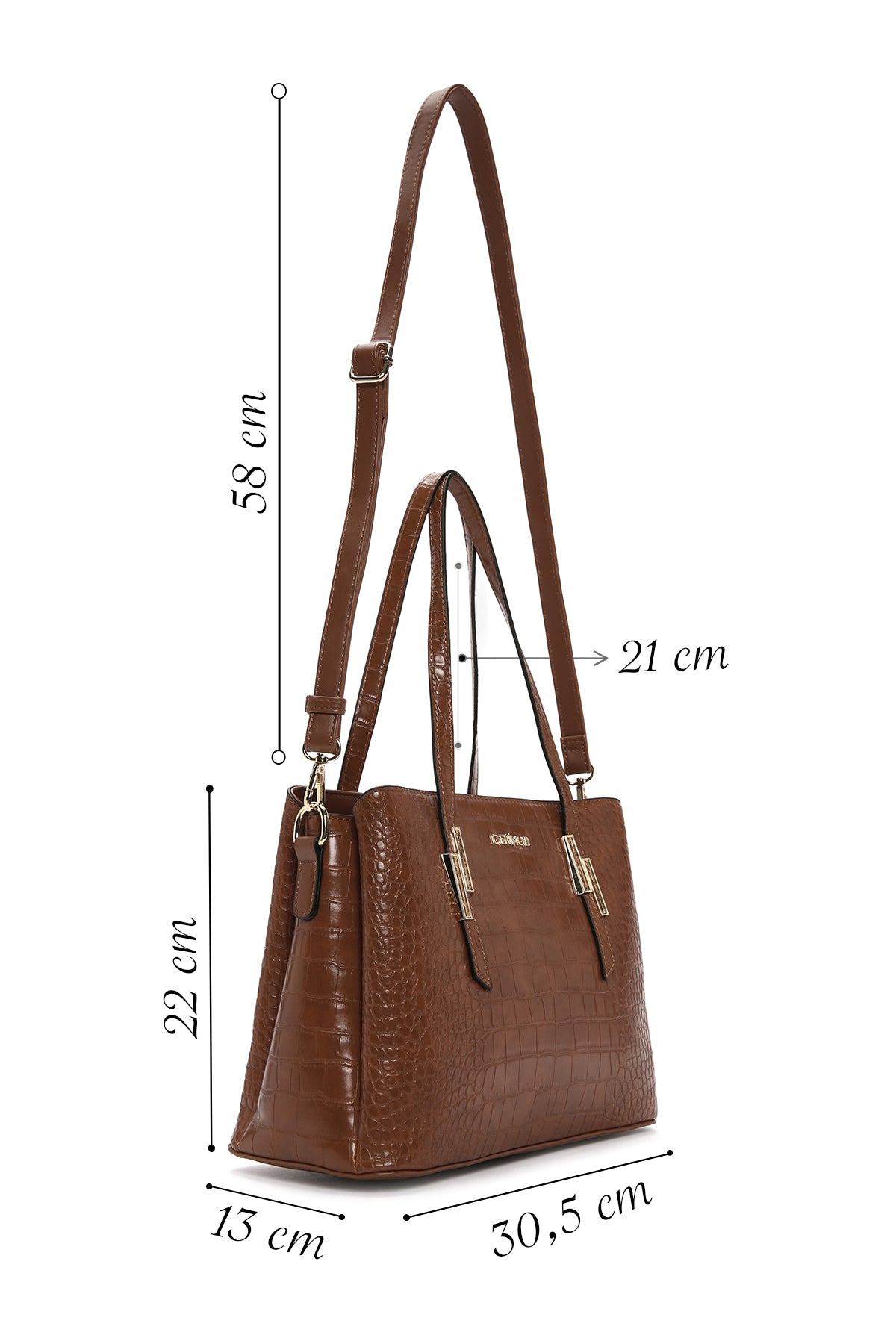 Kadın Taba Uzun Askılı Kroko Omuz Çantası