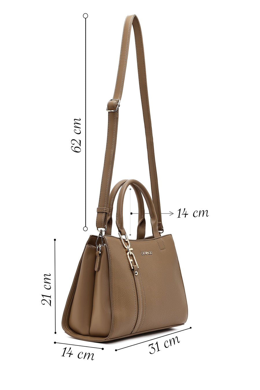 Women's Taupe Long Strap Classic Shoulder Bag