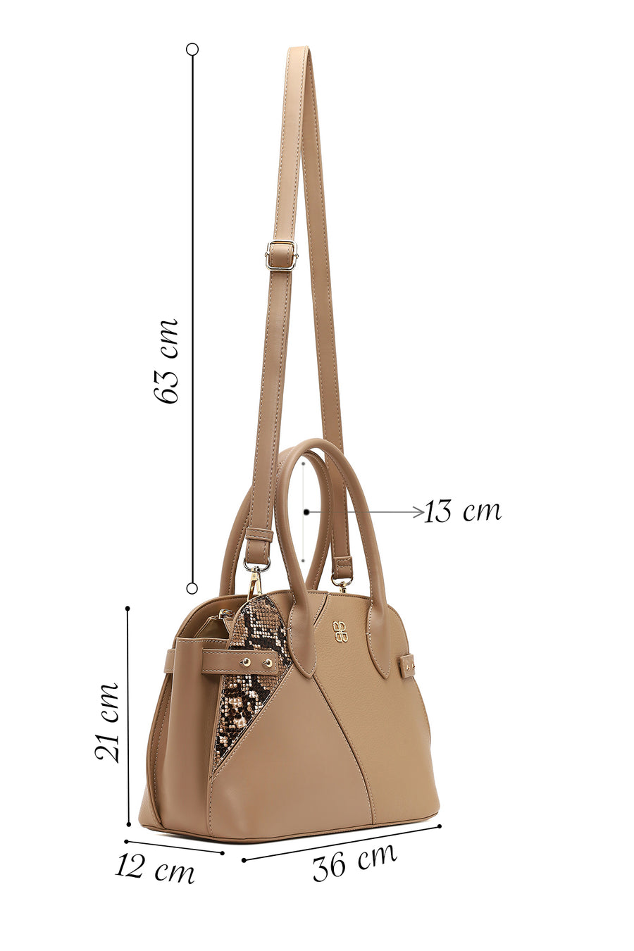 Women's Beige Long Strap Patterned Shoulder Bag