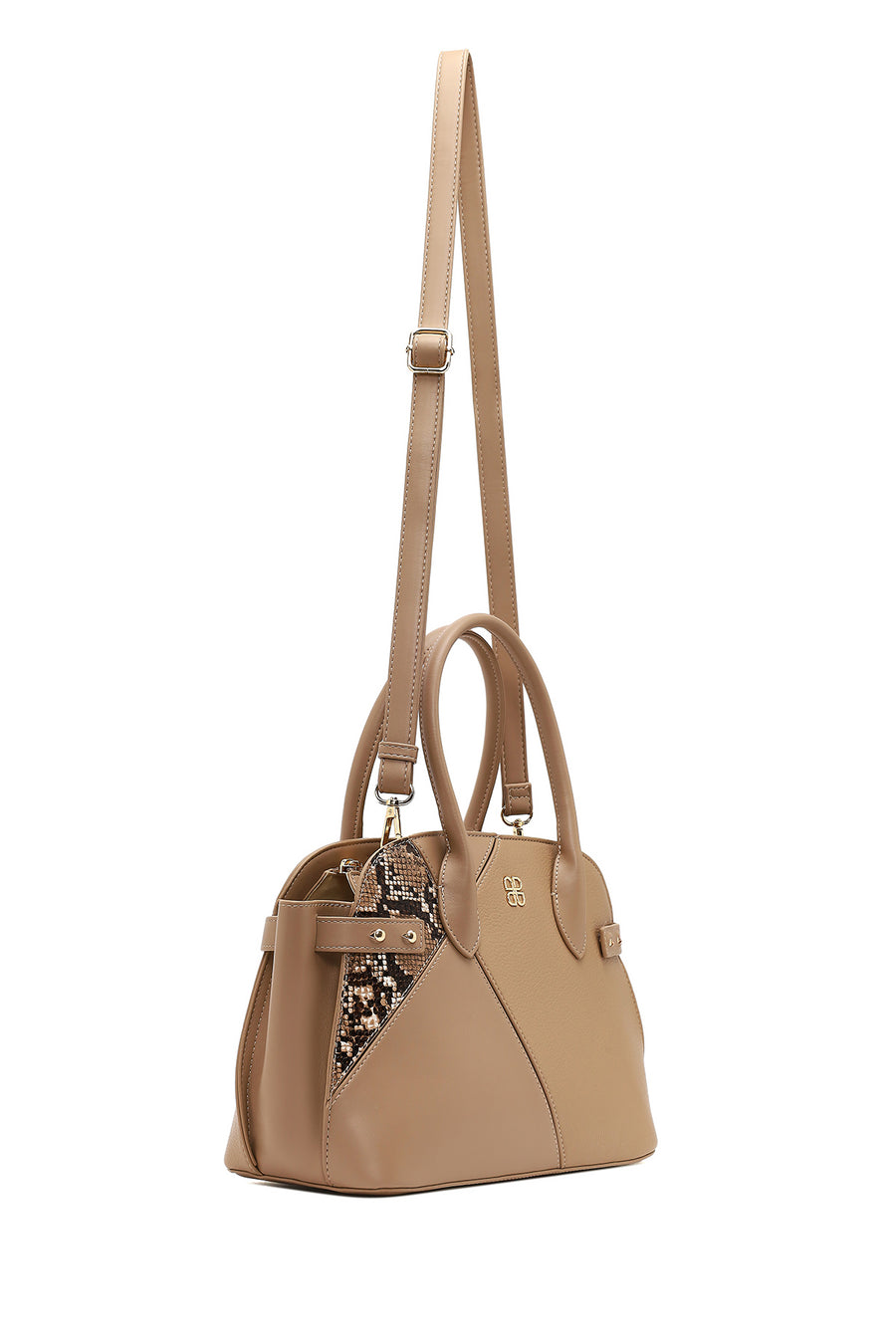 Women's Beige Long Strap Patterned Shoulder Bag