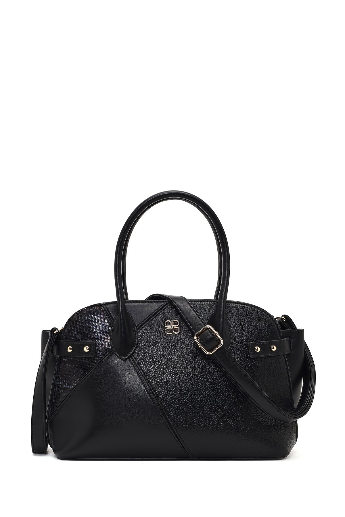 Kadın Siyah Uzun Askılı Desenli Kol Çantası