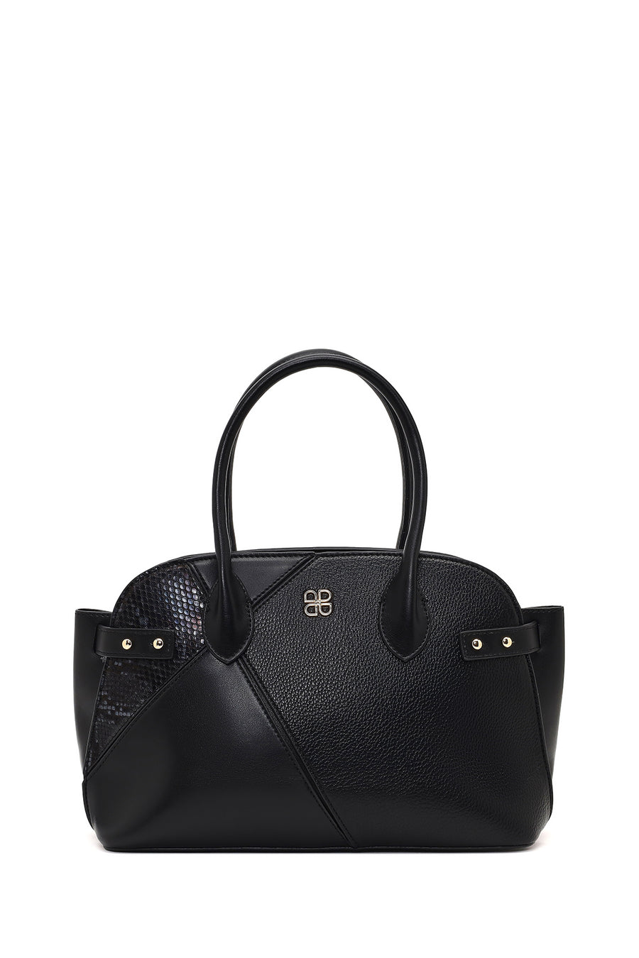 Women's Black Long Strapped Patterned Shoulder Bag