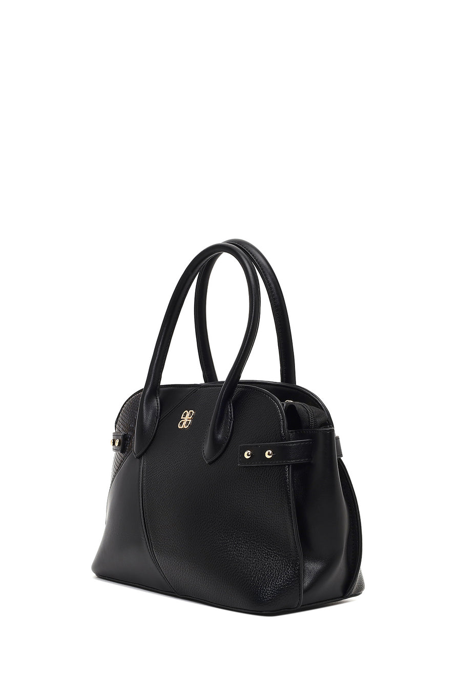 Women's Black Long Strapped Patterned Shoulder Bag