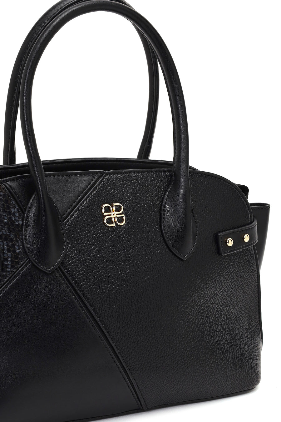 Women's Black Long Strapped Patterned Shoulder Bag