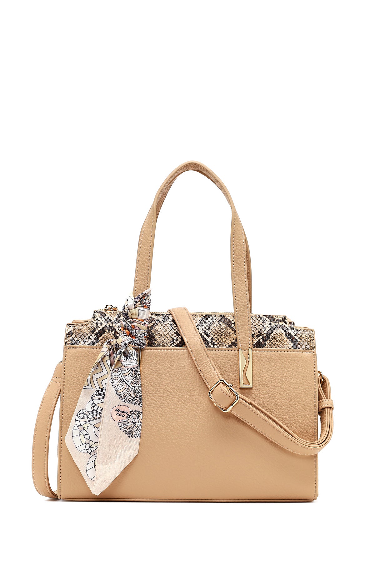 Women's Beige Long Strap Patterned Shoulder Bag 25WBD285814 | Derimod