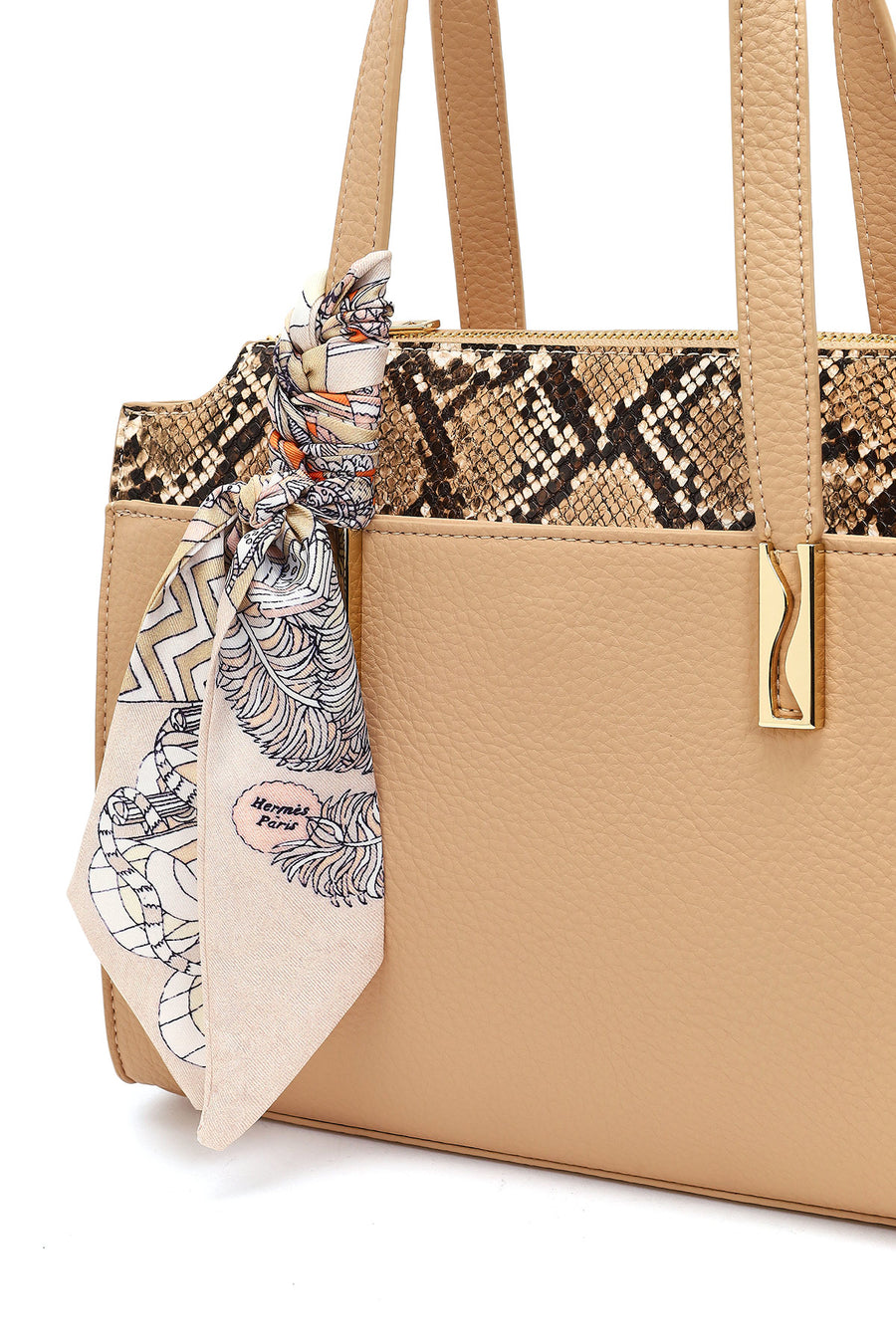 Women's Beige Long Strap Patterned Shoulder Bag