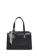 Kadın Siyah Uzun Askılı Desenli Kol Çantası | Derimod