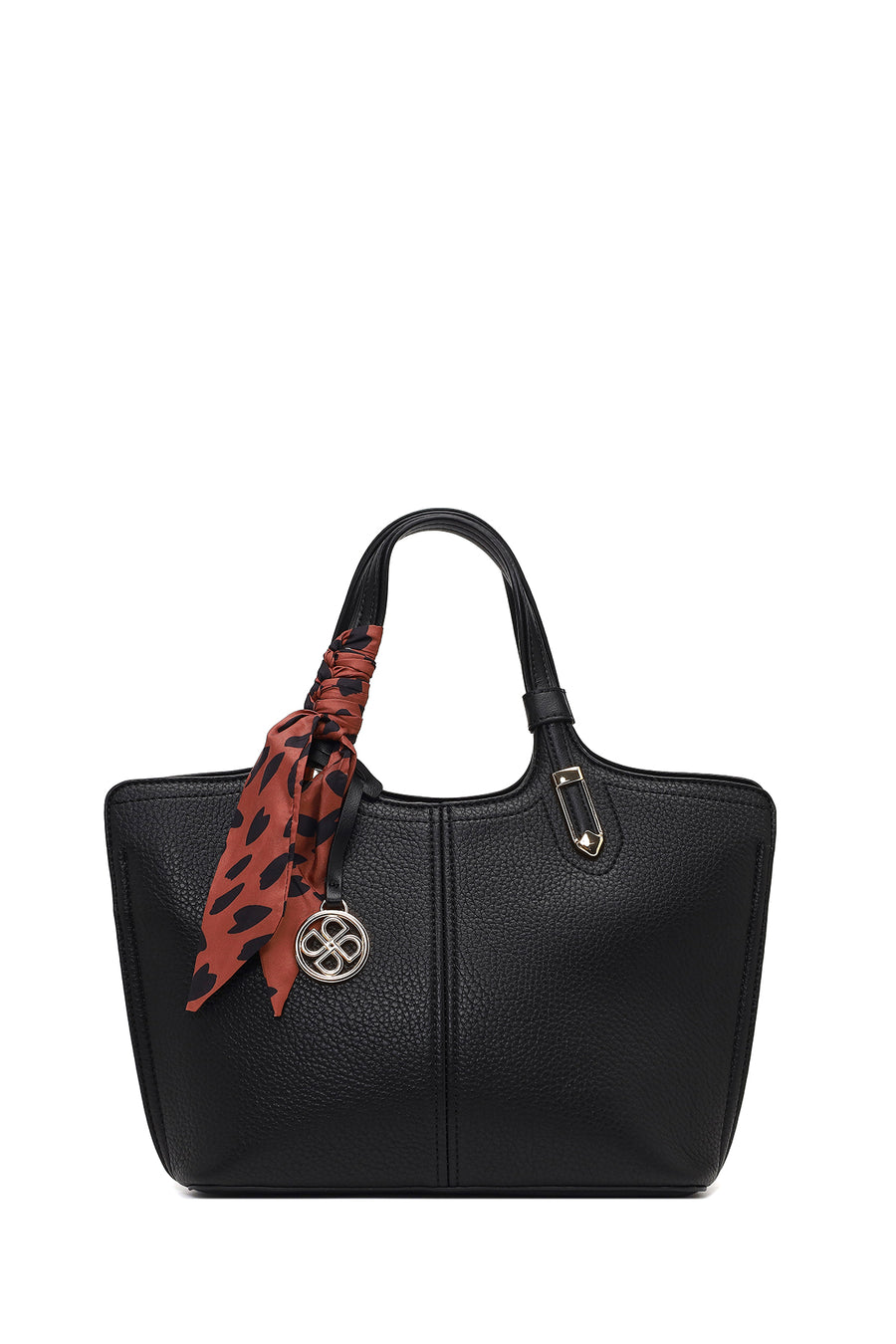 Women's Black Long Strapped Accessorized Shoulder Bag
