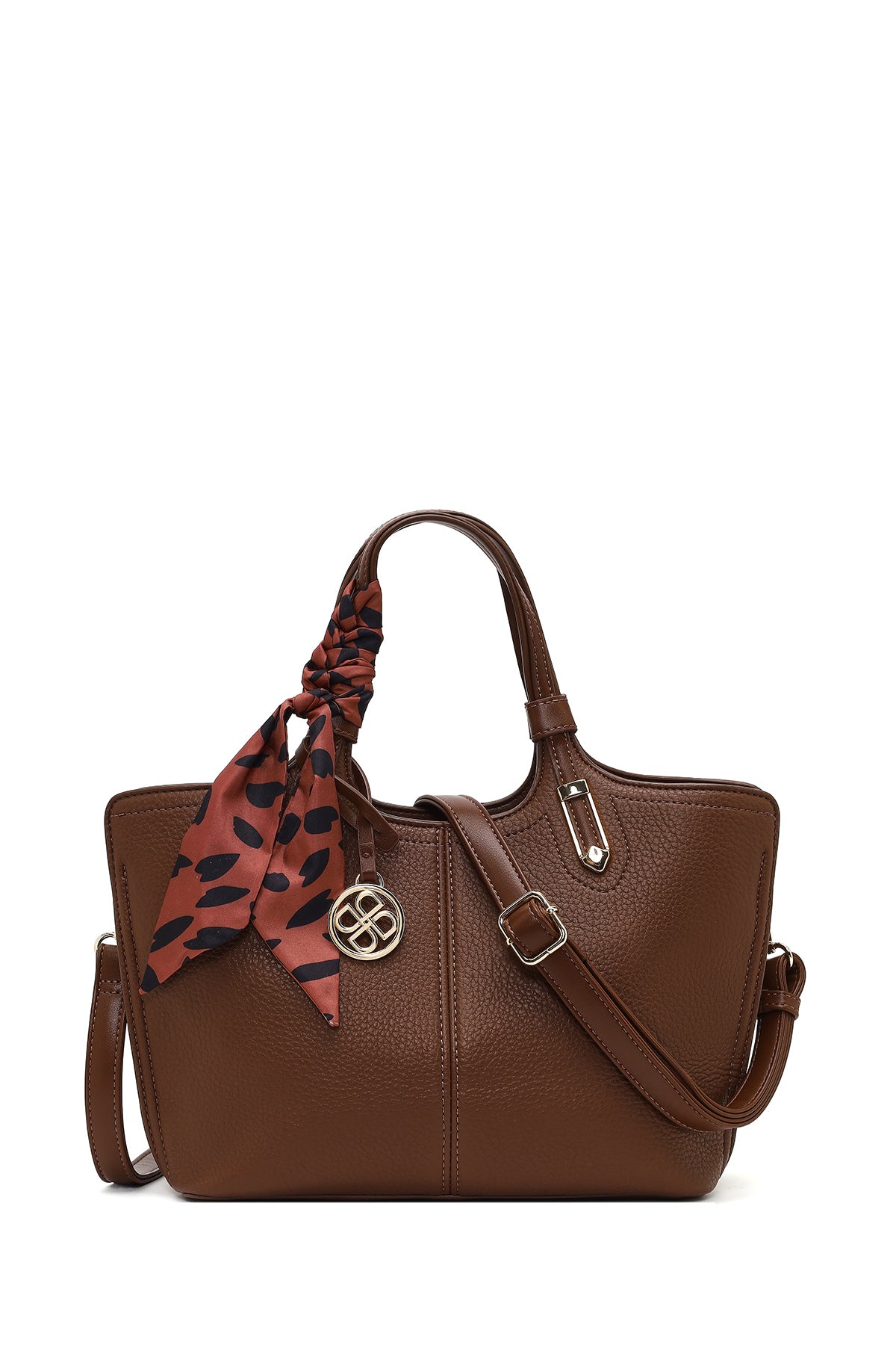 Kadın Kahverengi Uzun Askılı AKsesuarlı Kol Çantası