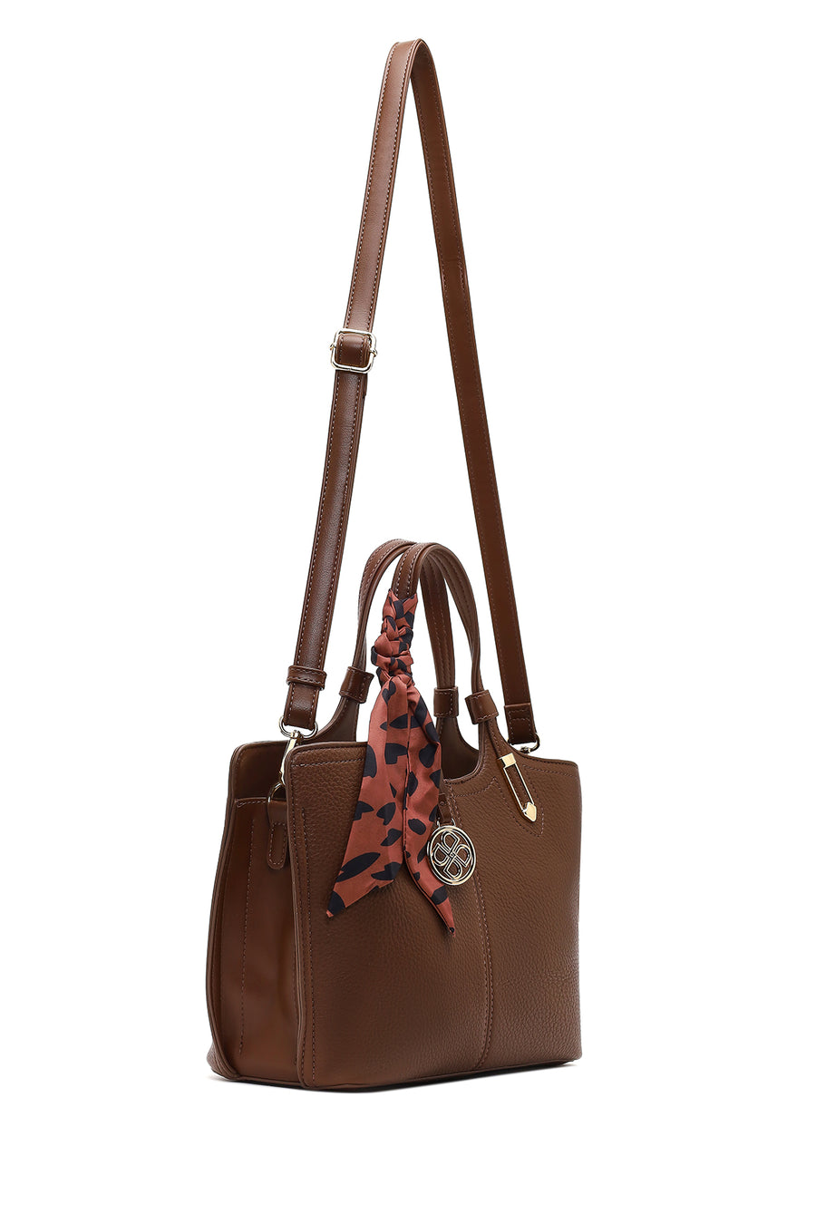 Women's Brown Long Strapped Accessorized Shoulder Bag
