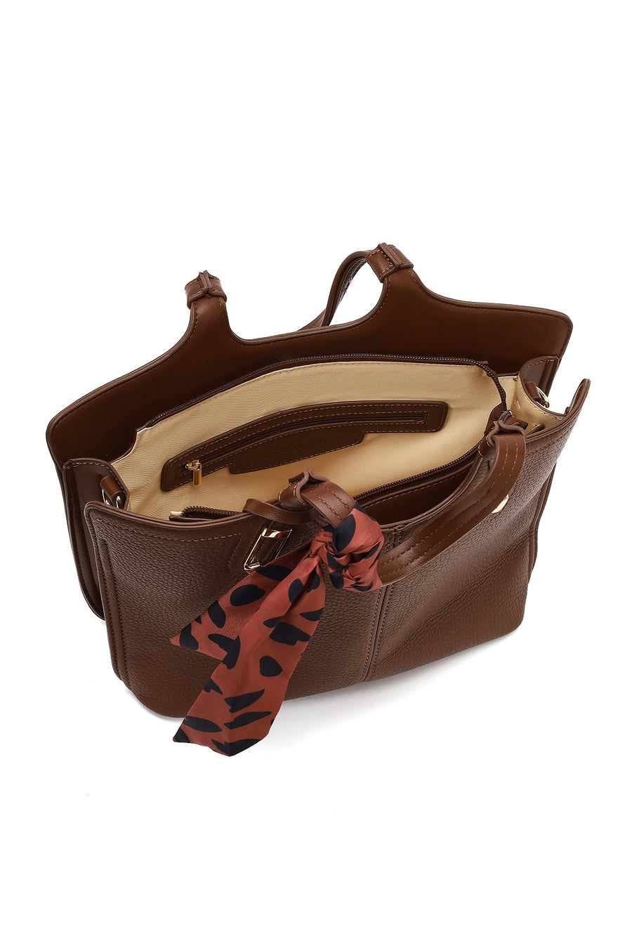 Women's Brown Long Strapped Accessorized Shoulder Bag