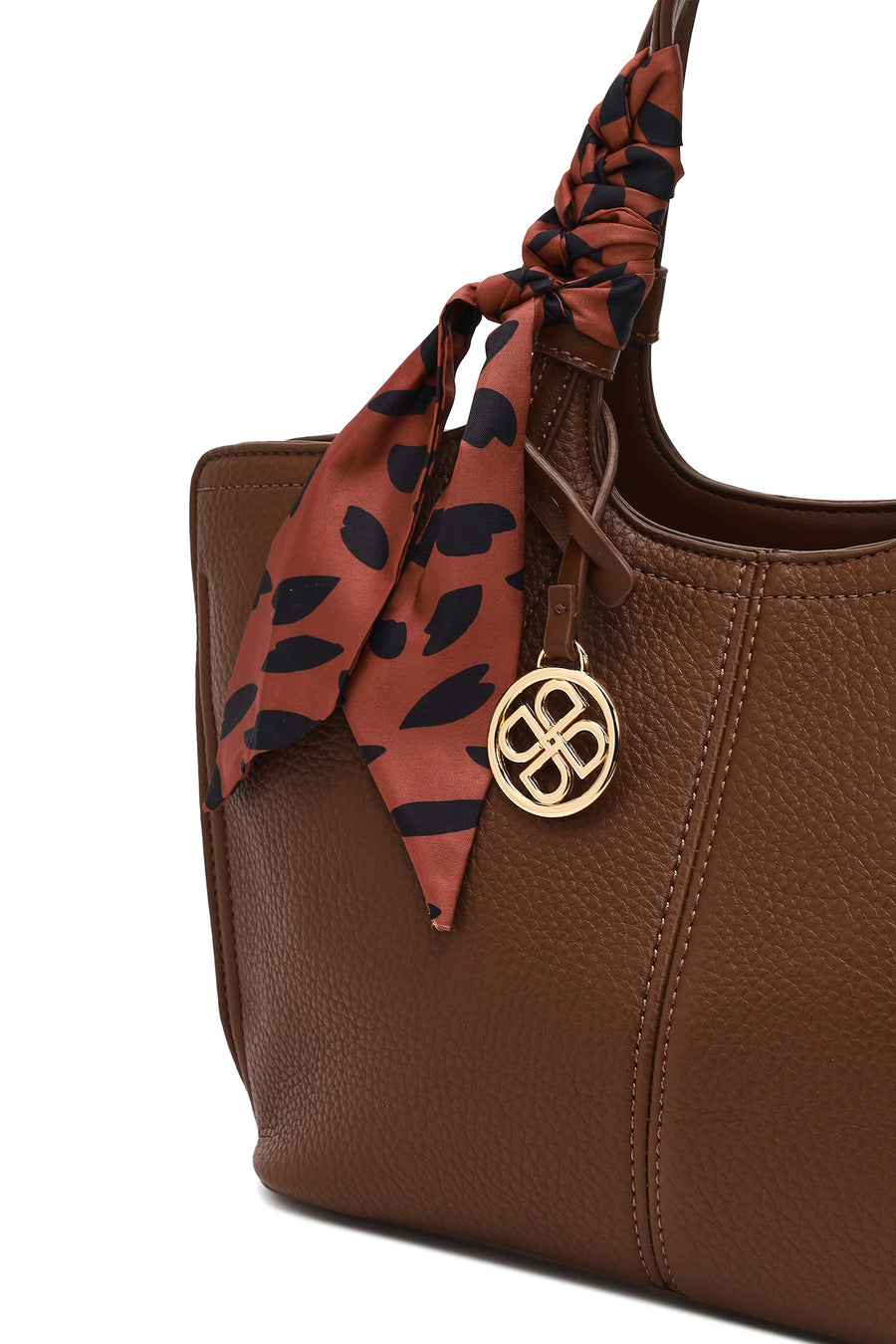 Women's Brown Long Strapped Accessorized Shoulder Bag