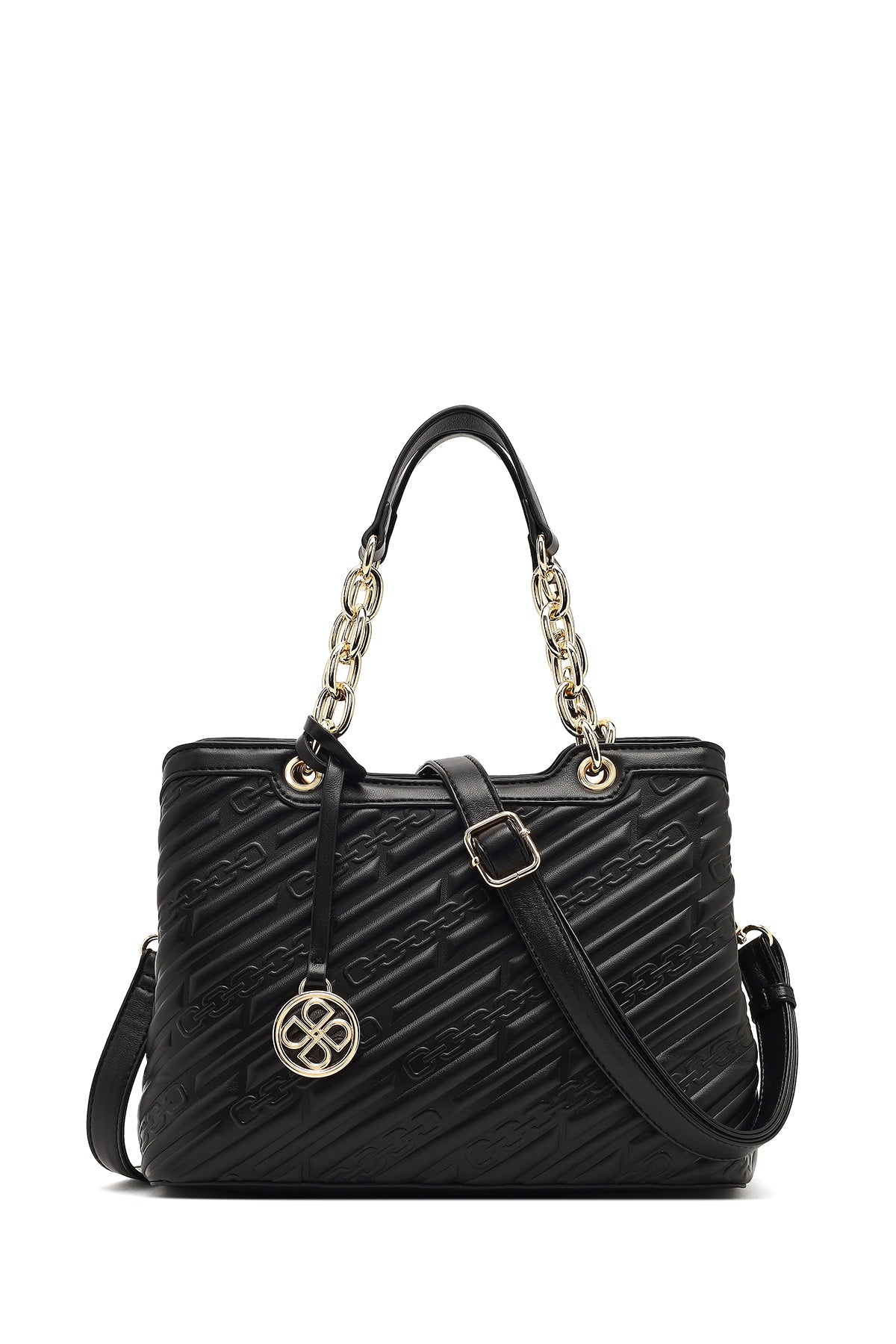 Kadın Siyah Uzun Askılı Baskılı Kol Çantası