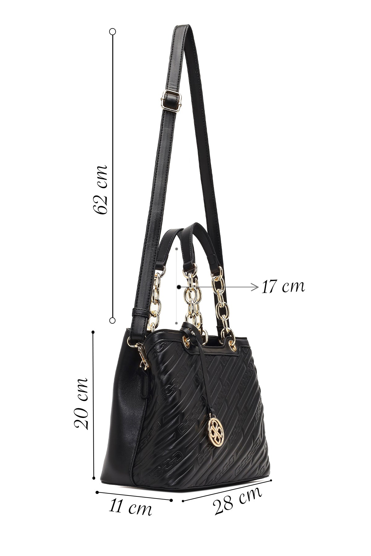 Kadın Siyah Uzun Askılı Baskılı Kol Çantası