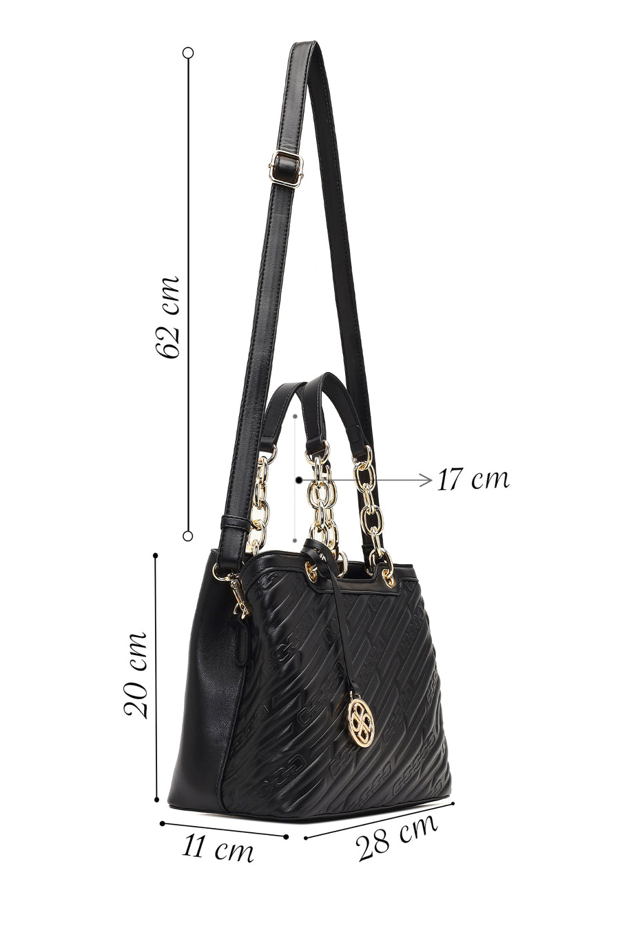 Women's Black Long Strap Printed Sleeve Bag